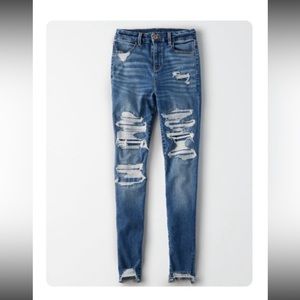 AE Ne(x)t Level Curvy High-Waisted Jeggings in Medium Repair Crackle